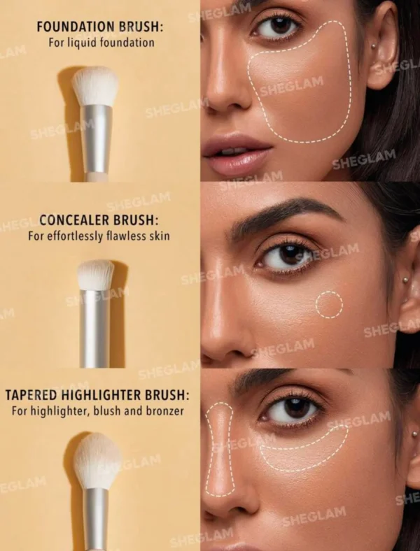 Sheglam Glam 101 Set de brochas de rostro con bolsa - Imagen 3